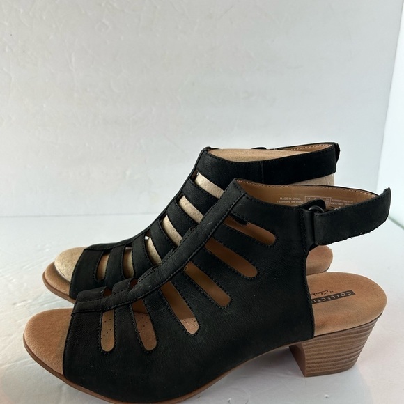 Clark’s NOBValerie Shelly Black Nubuck Leather Sandals - Picture 4 of 9